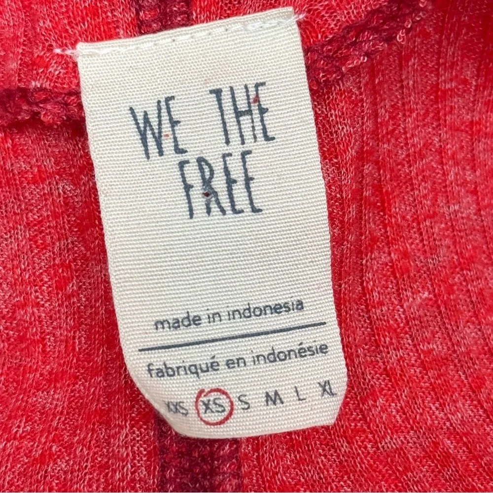 We The Free Free People Red Ribbed Knit Oversized Tunic Top Size XS Off Shoulder